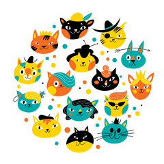 Cute vector design with characters of cats