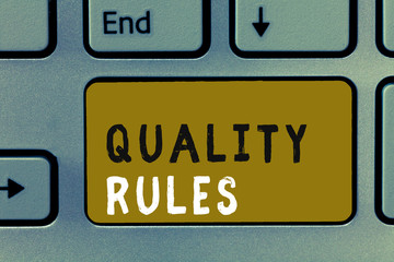 Fototapeta premium Writing note showing Regulations Rules. Business photo showcasing Standard Statement Procedure govern to control a conduct.
