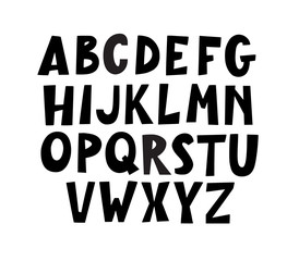 Fun modern hand-drawn bulky doodle uppercase alphabet.