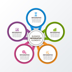 Abstract infographics number options template. Vector illustration. Business data visualization. Process chart. Abstract elements of graph, diagram with steps, options, parts or processes.