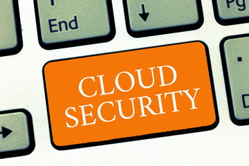 Conceptual hand writing showing Cloud Security. Business photo text Protect the stored information safe Controlled technology.