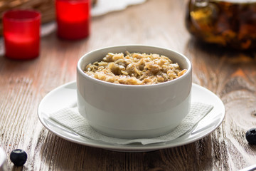 Classic oatmeal on a plate