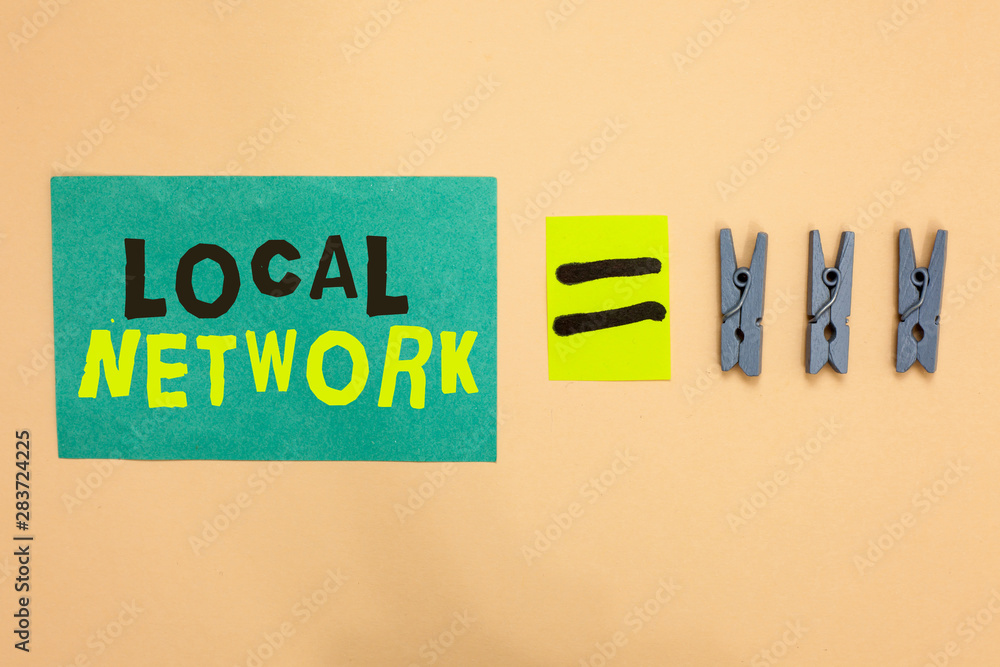 Poster handwriting text local network. concept meaning intranet lan radio waves dsl boradband switch connec