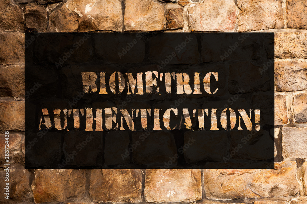 Poster conceptual hand writing showing biometric authentication. concept meaning identity verification invo