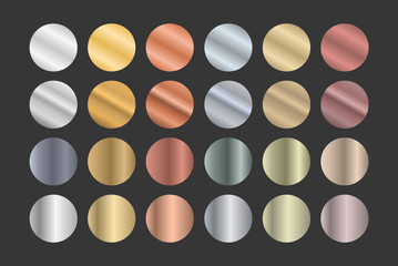 Set of metallic gradients. Gold, silver and bronze.