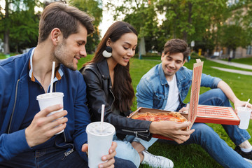 Group of happy young friends