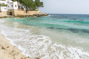 turquoise Mediterranean sea waters on the beaches of the island of Mallorca, Balearic Islands, Spain
