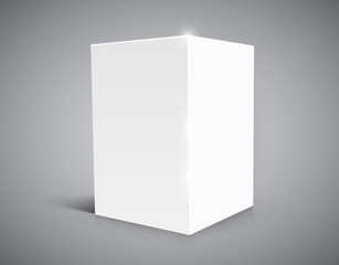 Blank white cube isolated on white background.