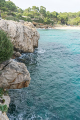 turquoise Mediterranean sea waters on the beaches of the island of Mallorca, Balearic Islands, Spain