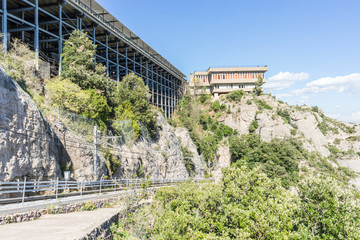 Sanctuary of Our Lady of Montserrat, place of worship on top of the mountain. Montserrat is a rock massif traditionally considered the most important and significant mountain in Catalonia, Spain