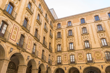 Sanctuary of Our Lady of Montserrat, place of worship on top of the mountain. Montserrat is a rock massif traditionally considered the most important and significant mountain in Catalonia, Spain