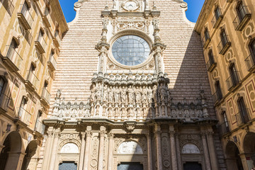 Sanctuary of Our Lady of Montserrat, place of worship on top of the mountain. Montserrat is a rock massif traditionally considered the most important and significant mountain in Catalonia, Spain
