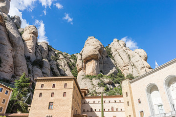 Sanctuary of Our Lady of Montserrat, place of worship on top of the mountain. Montserrat is a rock massif traditionally considered the most important and significant mountain in Catalonia, Spain