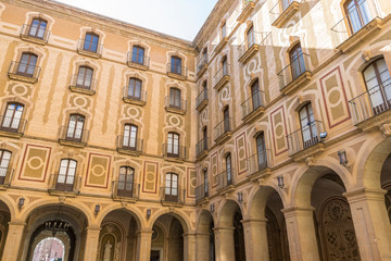 Sanctuary of Our Lady of Montserrat, place of worship on top of the mountain. Montserrat is a rock massif traditionally considered the most important and significant mountain in Catalonia, Spain