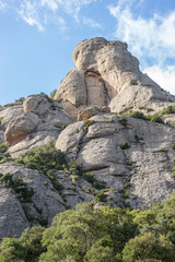 Sanctuary of Our Lady of Montserrat, place of worship on top of the mountain. Montserrat is a rock massif traditionally considered the most important and significant mountain in Catalonia, Spain