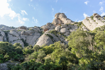 Sanctuary of Our Lady of Montserrat, place of worship on top of the mountain. Montserrat is a rock massif traditionally considered the most important and significant mountain in Catalonia, Spain