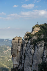 Sanctuary of Our Lady of Montserrat, place of worship on top of the mountain. Montserrat is a rock massif traditionally considered the most important and significant mountain in Catalonia, Spain