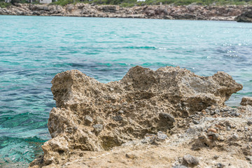 turquoise Mediterranean sea waters on the beaches of the island of Mallorca, Balearic Islands, Spain
