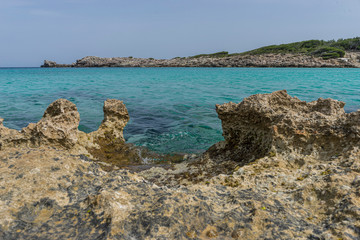 Paradise, turquoise Mediterranean sea waters on the beaches of the island of Mallorca, Balearic Islands, Spain