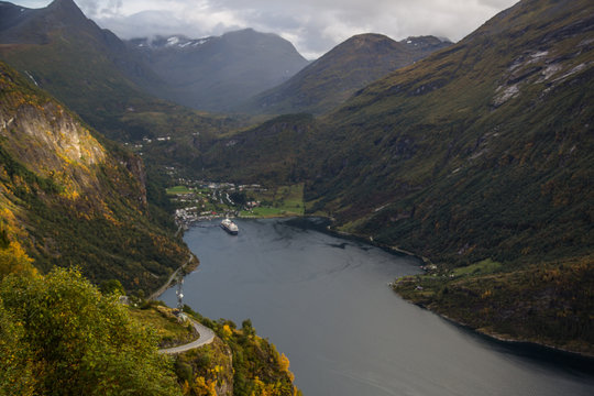Views of the geiranger fjord from the cruise, in Norway © pierrick