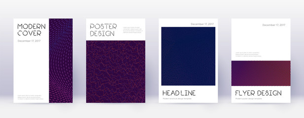 Fototapeta na wymiar Minimal brochure design template set. Violet abstr