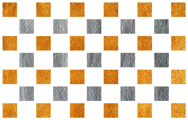 Golden and silver painted square pattern.
