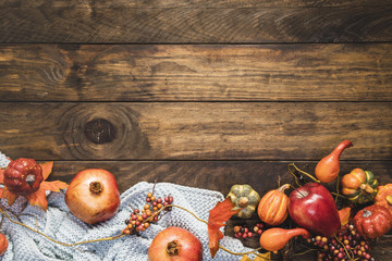 Top view food frame on blanket