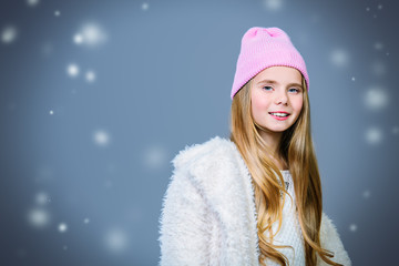 fashionable girl in pink hat