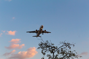 Aircraft approaching to land in Congonhas Airport (CGH) in Sao Paulo, Brazil