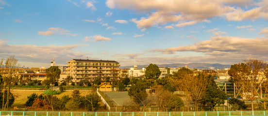 Fototapeta na wymiar Kyoto District from Window Train Point of View
