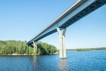 Luukkaansalmi bridge in Lappeenranta, Finland. View from the lake Saimaa.