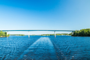 Luukkaansalmi bridge in Lappeenranta, Finland. View from the lake Saimaa.