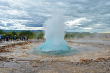 Geysir, Iceland, Strokkur, Hot Springs, Bursting