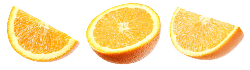 sliced orange isolated on white background. healthy food