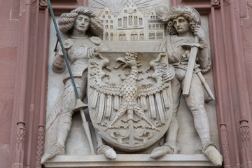 Detail on Facade of Romer City Hall; Romerberg Square; Frankfurt