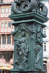 Fototapeta na wymiar Justitiabrunnen Fountain by Manskopf (1887), Romerberg Square; Frankfurt