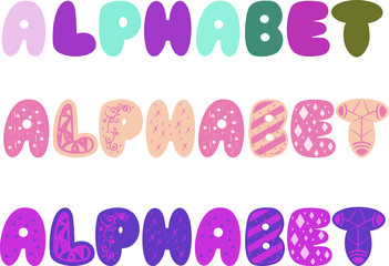 Alphabet. Colored Hand lettering. Vector art.