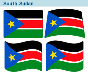 「南スーダンの国旗」4個の形のアイコンデザイン