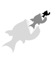 größerer fisch silhouette tiefsee gefährlich zähne hässlich böse monster gruselig horror anglerfisch unterwasser tauchen schwimmen meer wasser clipart design comic cartoon fressen