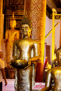 Beautiful golden Buddha Statue In the temple of Thailand