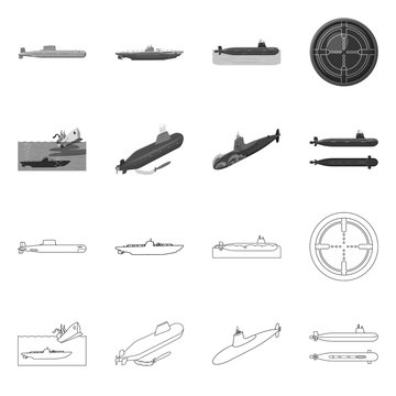 Isolated object of war and ship icon. Collection of war and fleet stock symbol for web.