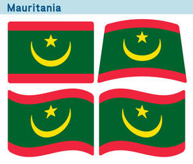 「モーリタニアの国旗」4個の形のアイコンデザイン
