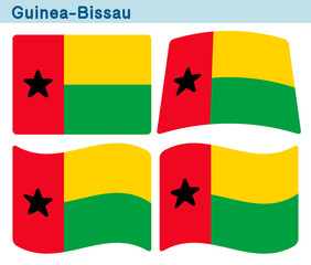 「ギニアビサウの国旗」4個の形のアイコンデザイン