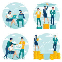 Flat design business  concept set. 