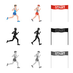 Vector illustration of sport and winner sign. Collection of sport and fitness stock vector illustration.