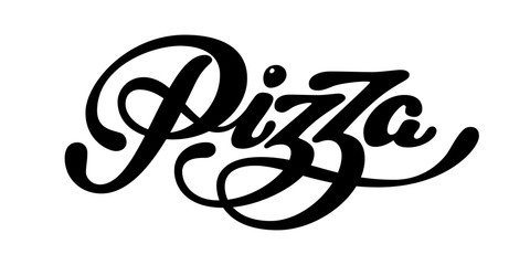 Pizza elegant hand written vector lettering isolated on white background - 283738660