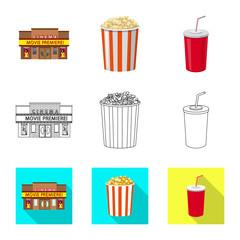 Vector design of television and filming icon. Collection of television and viewing vector icon for stock.