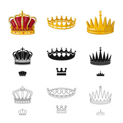 Vector illustration of medieval and nobility logo. Collection of medieval and monarchy vector icon for stock.