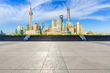 Fototapeta na wymiar Architectural landscape and square floor of Shanghai city