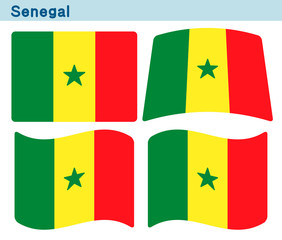 「セネガルの国旗」4個の形のアイコンデザイン